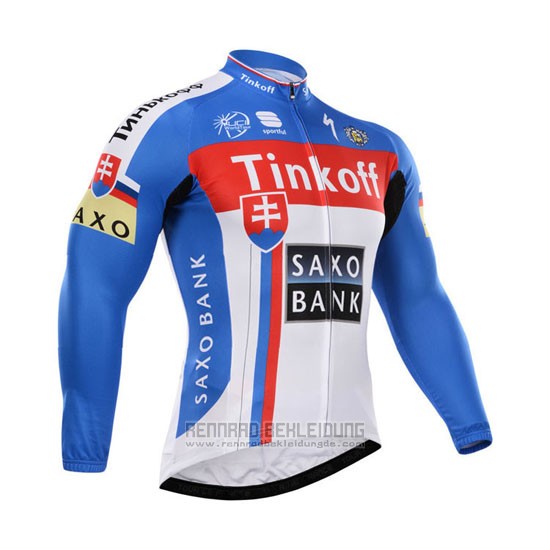 2015 Fahrradbekleidung Tinkoff Saxo Bank Champion Slowakische Republik Trikot Langarm und Tragerhose